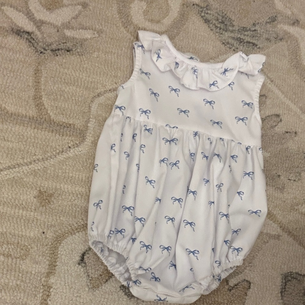 Charming White and Blue Bow Diaper Cover